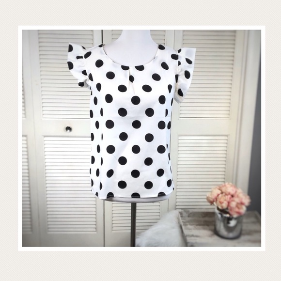 Paris & Pearle Tops - Ella Cap Sleeve Polka Dot Blouse